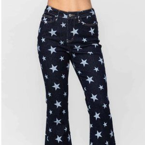 Judy Blue high waist all over star print rinse wash flare LAST PAIR size 5/27